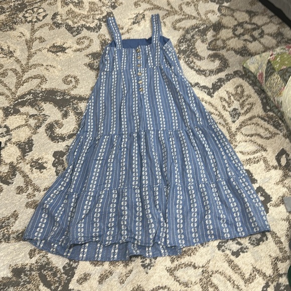 Madewell Blue Embroidered Button Back Tiered Sundress size 8 - Picture 11 of 11
